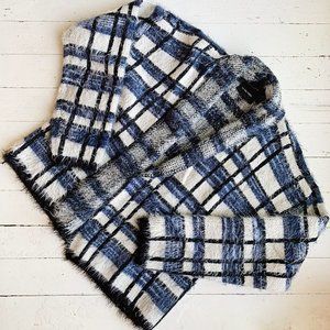 Anthro La Fee Verte eyelash knit plaid cardigan